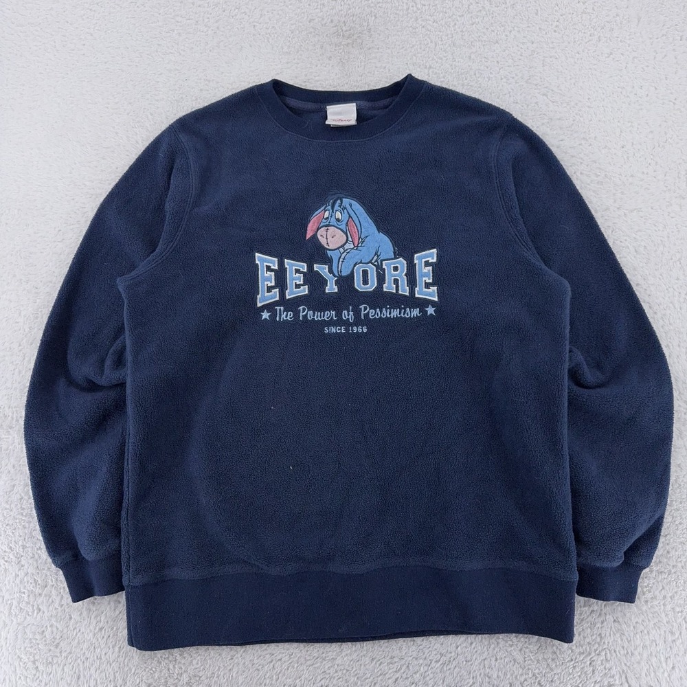 Vtg Disney Eeyore Power of Pessimism Fleece Crewneck Sweater‎ S Winnie the Pooh